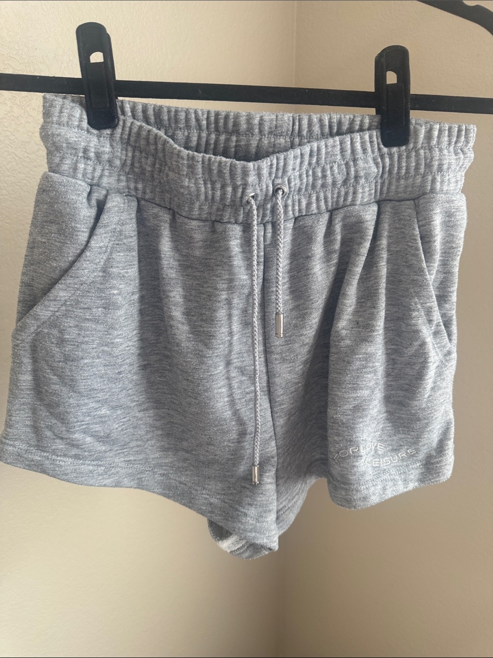 For Love & Lemons Gray Ribbed Drawstring Shorts